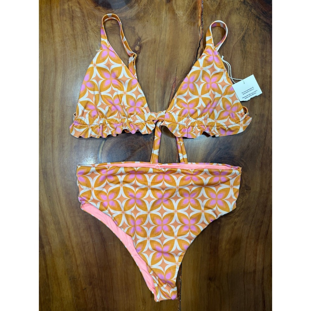 NEW Kitty and Vibe Women's Bathing suit Top & Bottom Set XL1 Bikini Floral Juju